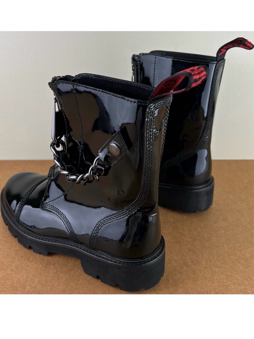NEW ZADIG & VOLTAIRE BLACK PATENT LEATHER BOOTS - Picture 7 of 12
